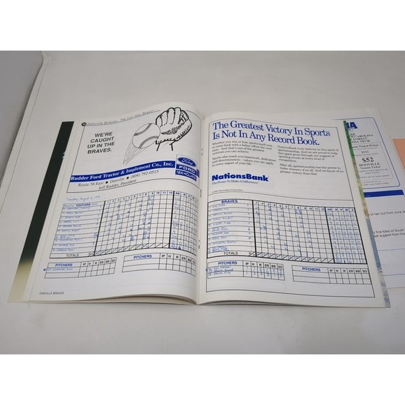 Danville Braves 1993 1st Year Program Scorecard Roster Sheet & Game Ticket VTG - Picture 13 of 16